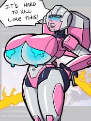 1girls 2023 arcee arcee_(g1) big_breasts donut_doodles huge_breasts lactation large_breasts robot robot_girl solo solo_female tagme transformers underboob unusual_lactation