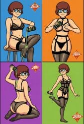 ai_generated bdsm_gear bdsm_outfit dominant dominatrix fashion feet fetish fetish_wear food food_fetish food_play foot_fetish glasses harness lingerie monster monster_energy monster_energy_drink nylon_stockings nylons scooby-doo sheer_clothing stockings velma_dinkley wet wet_body wet_clothes wet_legs wet_stockings