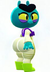 1girls ai_generated alien alien_girl alien_humanoid ass big_ass brasil_louco brawl_stars bubble_butt cute eve_(brawl_stars) female female_only full_body fully_clothed furry looking_at_viewer looking_back shortstack simple_background small_female supercell tagme white_background