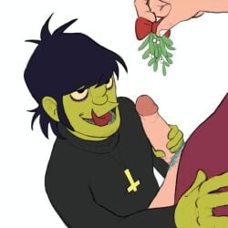 2d_(gorillaz) blue_pubic_hair fully_clothed gay giving_handjob gorillaz handjob longer_than_10_seconds looking_at_partner looking_up male/male male_focus male_only mefjeff mistletoe mistletoe_above_penis murdoc_niccals no_pants oolay-tiger penis shirt_only shorter_than_30_seconds skinny_male sound sound_edit sticking_out_tongue stroking_penis tagme tongue_out turtleneck turtleneck_sweater uncircumcised uncut video