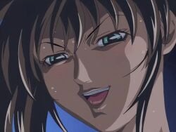 00s 1futa 2003 animated anime_screenshot bible_black bible_black_night_of_the_walpulgiss brown_hair clitoral_futa female futa_sans_balls futanari hair_ornament hentai_series human imari_kurumi implied_cum implied_fellatio implied_futanari intersex long_hair open_mouth pale_skin rape side_ponytail smile solo sweat