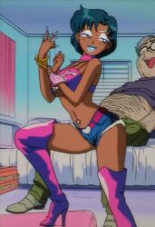 1boy 1girls ai_generated ami_mizuno bimbofication bishoujo_senshi_sailor_moon dark-skinned_female ebonization fat_bastard ganguro hypnosis race_swap sailor_mercury tre