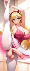 1girls ai_generated big_breasts big_testicles blonde_hair futanari legs_up long_hair nude_futa star_butterfly star_vs_the_forces_of_evil tutu
