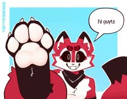 :d_smile blue_background chainsdoodles_(artist) hi_guyts paw_beans pawfreak showing_feet small_claws trend