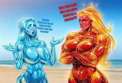 2girls ai_generated athletic athletic_female big_ass big_breasts big_thighs bimbo breasts chest curvaceous curvy curvy_figure digital_media_(artwork) elemental_creature elemental_humanoid enormous_ass enormous_breasts enormous_thighs female fire_(sevenarts) fire_creature fire_elemental fit fit_female gigantic_ass gigantic_breasts gigantic_thighs hips hourglass_figure huge_thighs humanoid large_ass large_breasts large_thighs legs light-skinned_female light_skin massive_ass massive_breasts massive_thighs mature mature_female muscular muscular_female original original_character original_characters sevenarts sevenverse sevenverse_fantasy slim_waist tall tall_female thesevenartsx thick thick_hips thick_legs thick_thighs thighs voluptuous waist water_(sevenarts) water_creature water_elemental wide_hips wide_thighs