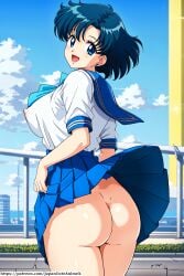1girls ai_generated ami_mizuno ass ass_focus ass_visible_under_skirt big_ass big_ass_(female) big_breasts big_butt big_butt_(female) bishoujo_senshi_sailor_moon blue_eyes blue_eyes_female blue_hair blue_hair_female blue_skirt city_background clouds cloudy_sky cute_face daytime fat_ass fat_ass_female fat_boobs fat_breasts fat_thighs fat_tits happy happy_female looking_at_viewer naughty nerdy_female nice_ass nipples nipples_visible_through_clothing no_panties pink_nipples remastered school_uniform schoolgirl seifuku serafuku skirt skirt_up smiling smiling_at_viewer solo_focus student student_life thick_thighs upscaled young_female young_girl younger_female younger_girl