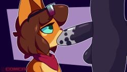 animated anthro black_body black_fur bodily_fluids brown_hair comcat deep_throat domestic_cat duo eyewear eyewear_on_head felid feline felis female female_penetrated frame_by_frame fur genitals glasses glasses_on_head gynomorph gynomorph/female gynomorph_penetrating gynomorph_penetrating_female hair hi_res humanoid_genitalia humanoid_penis intersex intersex/female intersex_penetrating intersex_penetrating_female kerchief looking_up looking_up_at_partner loop mammal neck_bulge neckerchief neckwear nowly_(nowly) oral oral_only oral_penetration orange_body orange_fur penetration penis rectangular_glasses saliva saliva_on_penis sex short_playtime simple_background sunglasses sunglasses_on_head teal_eyes thrusting