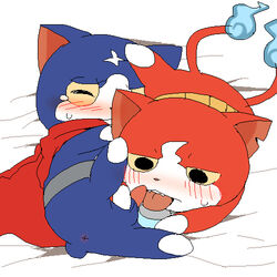 69_position anus blush feline fellatio fuyunyan ghost hovernyan jibanyan male mammal milk_(artist) oral penis sex spirit tapering_penis video_games yaoi yo-kai_watch