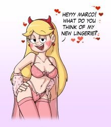 1girls big_breasts blonde_hair bra breasts disney disney_channel female female_focus light-skinned_female light_skin lingerie long_hair looking_at_viewer mannysdirt star_butterfly star_vs_the_forces_of_evil