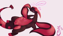 2017 absurd_res belly big_belly digestion dragon english_text female feral flygon hi_res leafysnivy nintendo nude pokemon pokemon_(species) pussy red_eyes reptile saliva scalie simple_background smile text tongue tongue_out video_games vore wings