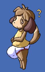 animal_crossing anthro bulge clothing digby_(animal_crossing) flygon_(artist) hyper male male_only nintendo pixel_art somnamg video_games