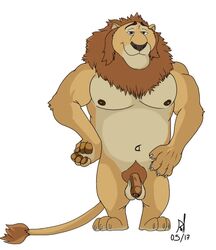 1boy disney feline leodore_lionheart lion male male_only mammal penis rulion solo testicles zootopia