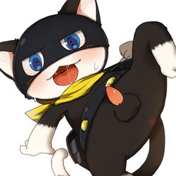 anus balls feline male male_only mammal mask megami_tensei milk_(artist) morgana_(persona) penis persona precum solo tapering_penis video_games