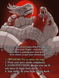 almost_fully_inside ambiguous_gender ambiguous_prey anthro baldur's_gate baldur's_gate_3 balls big_balls big_penis bodily_fluids bulge cock_vore cum digital_media_(artwork) dragonborn_(dnd) dungeons_and_dragons erection extreme_size_difference foreskin gameplay_mechanics genital_fluids genitals group half-elf hasbro hi_res horn humanoid_genitalia humanoid_penis imminent_digestion larian_studios leaking_cum low-angle_view male male/ambiguous male_pred micro motion_lines narration nude penile penis precum scales scalie sillywerwolf size_difference solo_focus text the_dark_urge_(baldur's_gate) uncircumcised unwilling_pred unwilling_prey unwilling_to_willing vein veiny_penis vore wizards_of_the_coast worm's-eye_view