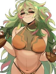 1girls boku_no_hero_academia breasts dhalsk female female_focus female_only green_eyes green_hair hi_res kirtome large_breasts light-skinned_female light_skin looking_at_viewer midriff my_hero_academia my_hero_academia_(finale) smile solo thighs tooru_hagakure tooru_hagakure_(post-timeskip) tooru_hagakure_(visible) wide_hips
