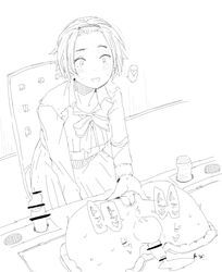 anal_fingering anus chair female fingering glory_hole highres looking_at_another original penis restrained ribbon school_uniform short_hair sitting skirt smile stationary_restraints testicles torigoshi_crow