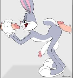 2024 anthro balls big_penis buckteeth bugs_bunny circumcised clothing cyancoyote english_description erection fur genitals glory_hole gloves grey_body grey_fur group half-closed_eyes handwear holding_penis human humanoid_genitalia humanoid_penis imminent_anal imminent_oral imminent_sex interspecies lagomorph leporid long_ears looney_tunes male male/male mammal narrowed_eyes open_mouth penis pink_nose rabbit rabbit_ears side_view simple_background standing teeth trio warner_brothers whisker_spots whiskers white_background white_body white_clothing white_fur white_gloves white_handwear