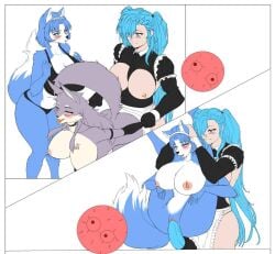 3girls akeno_(itsnafulol) animal_ears animal_genitalia animal_penis annoyed anthro areola ass big_breasts big_butt big_penis blue_body blue_fur blue_hair blue_penis blush bodily_fluids bra breasts breasts_out breeding canid canine canine_humanoid canis carrying_another cervina cervina_(cervina7) choker clothed clothed_futanari_nude_female clothed_sex clothing commanderolympus cum cum_in_pussy cum_inside digital_media_(artwork) doggy_style ears_up equine_genitalia equine_penis erect_nipples female female/female fertilization flat_colors fox from_behind_position full_nelson fur furry_tail futa_on_female futadom futanari genital_fluids genitals green_eyes grey_body grey_fur group group_sex gynomorph gynomorph/female gynomorph_penetrating hair hi_res horse_penis horsecock huge_breasts huge_cock human human_futa human_futa/female_furry human_on_anthro impregnation insemination intersex intersex/female intersex_penetrating interspecies interspecies_impregnation jewelry krystal krystal_(star_fox) long_hair maid_apron maid_uniform mammal necklace nintendo nipples ovum penetration penis penis_in_pussy penis_under_apron penis_vein pink_eyes sex simple_background size_difference smile sperm_cell sports_bra sportswear star_fox tail threesome tits tongue tongue_out trio twintails_(hairstyle) two_tone_penis underwear unfinished uniform vaginal_penetration vaginal_sex waiting_for_turn white_background white_body white_fur wolf yellow_eyes