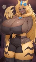 aurora_(nbanoob) big_breasts breasts cleavage female furry huge_breasts kakuteki11029 pokemon pokemon_(species) tagme thick_thighs wide_hips zeraora