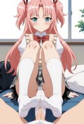 1boy 1femboy ai_generated anus anus_peek arikawa_hime ass ass_peek blue_eyes blush crossdressing feet feet_focus feet_up femboy femboy_focus femboy_only feminine_male foot_fetish foot_focus foot_play footjob_with_legwear footwear himegoto looking_at_viewer otoko_no_ko otokonoko penis_peek pink_hair polish pov pov_feet small_waist socks soles toes toes_scrunch trap wide_hips