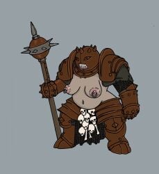 1girls armor armored_female artist_request bone cannibal chainmail chubby chubby_female curvy curvy_female demon_girl female female_only fupa grey_skin helmet large_areolae large_breasts mask masked_female nipple_rings nipples rusted_armor skimpy_armor skull solo_female spikes trench_crusade venus_body warrior weapon wide_hips