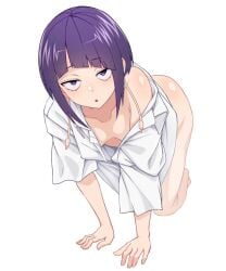 1girls breasts kyoka_jiro looking_at_viewer my_hero_academia semi_nude shirt solo