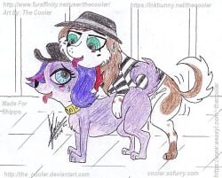 2014 artist_name beret bird_dog blue_eyes blush bodily_fluids canid canine canis cavalier_king_charles_spaniel clothing collar dated doggy_style domestic_dog duo female feral french_spaniel from_behind_position fur green_eyes hair hasbro hat headgear headwear hunting_dog littlest_pet_shop littlest_pet_shop_(2012) male male/female mammal multicolored_body multicolored_fur multicolored_hair penetration penile penile_penetration penis_in_pussy philippe_boudreaux sex signature spaniel sweat sweatdrop text thecooler tongue tongue_out toy_dog traditional_media_(artwork) two_tone_body two_tone_fur two_tone_hair vaginal_penetration vaginal_penetration zoe_trent