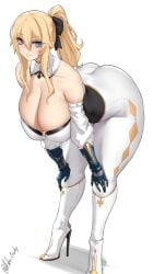 1girls ass ass aster_crowley big_ass big_breasts big_thighs blonde_hair blue_eyes blush breasts clothed clothed_female clothing female genshin_impact gigantic_ass gigantic_breasts gigantic_thighs high_heels huge_ass huge_breasts huge_thighs jean_gunnhildr looking_at_viewer ponytail tagme thick_thighs thighs tight_clothes tight_clothing tight_fit tight_pants white_background