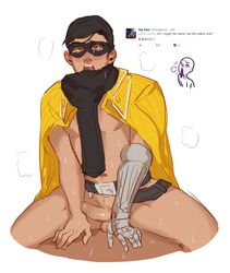 2boys ahe_gao anal blush bottomless cole_cassidy cum erection francishsie mask multiple_boys open_mouth overwatch penis sex sitting_on_person solo_focus sweat vigilante_cassidy yaoi