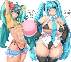 2girls abs adorable adorable_face anisdrawn armwear asian_latina ass beach big_ass big_breasts big_thighs bikini blue_eyes blue_hair blush bra brazil brazilian brazilian_female brazilian_miku breasts cute cute_face cyan_eyes cyan_hair dialogue female female_only gigantic_ass gigantic_breasts gigantic_thighs happy happy_female hatsune_miku hi_res huge_ass huge_breasts huge_thighs latin_american_hatsune_miku_(meme) legwear long_hair looking_at_viewer midriff naughty_face outdoors patreon patreon_link shirt shorts slim_body small_breasts smile smiling smiling_at_viewer solo tagme tan tan_body text thick_hips thick_thighs thighs thong twintails vocaloid yellow_shirt