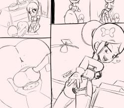 anus anus_focus anus_peek balls brawl_stars chastity_cage chastity_device comic comic_page dominant dominant_female female femdom inviting inviting_to_oral latex lingerie lingerie_only papersketch piper_(brawl_stars) sketch sketch_page spread_anus spread_ass spread_butt squeezing squeezing_balls touching_balls undressed undressing