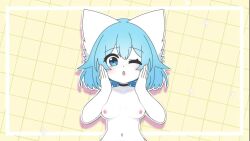 animated animation animation_meme_community aqua_eyes blue_hair blush edited_official_artwork furry_female loop looping_animation tagme video white_fur wolfychu youtuber