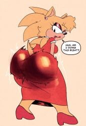 big_ass brenda_the_hedgehog chipst3r dialogue ear_piercing fat_ass female furry high_heels mature_female sonic_(series) sonic_the_hedgehog_(manga) sonic_the_hedgehog_(series) speech_bubble twerking