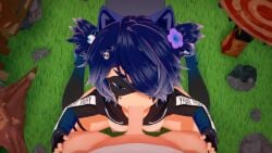 1boy 1boy1girl 1girls 3d animated blowjob blue_hair bottomless breasts cum cum_in_mouth deepthroat ejaculation female female_focus gerwazy gloves hard_nipples holding_legs hood_up hoodie indie_virtual_youtuber kneeling koikatsu longer_than_30_seconds looking_at_viewer male male_pov nipples no_sound pov pov_male racoon_girl shoes shorter_than_one_minute small_boobs small_breasts snuffy streamer tagme tan_skin tanline thigh_socks twintails video virtual_youtuber vtuber