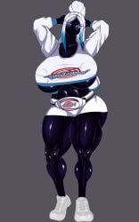 alcatras45 background basketball big_ass big_belly big_breasts big_breasts big_butt big_muscles big_thighs blue_eyes character_request clothed comission dark-skinned_female dark_skin duck_dodgers martian_(duck_dodgers) queen_tyr'ahnee space_jam white_hair