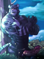 2013 abs anthro balls belly biceps big_biceps big_penis black_fur black_panther bottomless bush clothed clothing cloud cursedmarked dark detailed_background erection feline foreskin front_view fur hi_res huge_cock humanoid_penis male male_only mammal markings masculine_male mature_male muscular muscular_male nude open_mouth panther partially_retracted_foreskin paws pecs penis pink_nose pose retracted_foreskin sky solo standing stripes teeth thick_penis tongue topless tree uncircumcised uncut vein veiny_penis yellow_eyes
