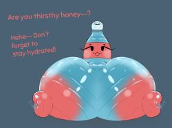 bimbofied breasts_out huge_breasts inanimate inanimate_object object tagme text water water_bottle water_bottles zeraniumz