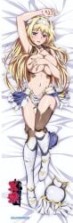 1girls alicia_arcturus big_breasts blonde_hair blush covering_breasts dakimakura female kuroinu_~kedakaki_seijo_wa_hakudaku_ni_somaru~ smiling