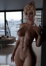 1girls 3d angela_ziegler areolae big_breasts blender blizzard_entertainment blonde_female blonde_hair blue_eyes breasts completely_nude completely_nude_female condom female female_focus female_only korushimo large_ass large_breasts light-skinned_female light_skin lipstick looking_at_viewer mercy navel nipples nude nude_female overwatch overwatch_2 pussy ring solo tattoo voluptuous