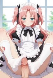 1boy 1femboy ai_generated anus anus_peek arikawa_hime ass ass_peek blue_eyes blush crossdressing feet feet_focus feet_up femboy femboy_focus femboy_only feminine_male foot_fetish foot_focus foot_play footjob_with_legwear footwear looking_at_viewer otoko_no_ko otokonoko penis_peek pink_hair polish pov pov_feet small_waist socks soles toes toes_scrunch trap wide_hips