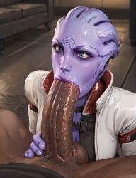 ai_generated aria_t'loak asari dark-skinned_male huge_cock mass_effect penis_in_mouth rorioriai stable_diffusion