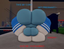 2girls 3d big_ass big_breasts blue_hair blue_skin cum cum_in_pussy cum_inside dumbestluck futa_on_female futanari impregnation mating_press partially_clothed pink_hair roblox roblox_avatar roblox_studio robloxian text thick_thighs thighhighs white_skin