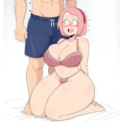 1girls ai_generated barefoot barely_clothed blush boxers curvy curvy_female embarrassed feet female femsub gardener_ai hairband heart heart_symbol highleg highleg_panties highres hourglass_figure illustrious_(stable_diffusion) large_breasts male_underwear maledom midriff motion_lines muscular_male narrow_shoulders naruto naruto_(series) navel offscreen_character on_knees panties pink_hair pink_underwear sakura_haruno seiza short_hair simple_background skimpy skimpy_panties skimpy_underwear stable_diffusion straight string_panties submissive_female thick_thighs thong trembling underwear voluptuous white_background wide_hips