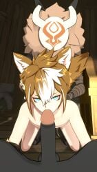 3boys dog_ears femboy from_behind gay genshin_impact gorou_(genshin_impact) hilichurls_(species) imminent_oral large_penis looking_at_viewer penis pine_nsfw tagme twink yaoi