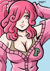 arm_up big_breasts bleach bleach:_sennen_kessen-hen bleach:_the_thousand-year_blood_war breast breasts clothed curly_hair damiansmtz lips lipstick long_hair meninas_mcallon neckline non_explicit pink_eyes pink_hair pink_sweater ponytail quincy_(bleach) quincy_bitch side_ponytail smile sternritter sweater wandenreich