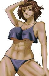 1girls abs big_breasts breasts female heroes_(xenoblade_3) milf monica_vandham muscular_female nintendo nipples nipples_visible_through_clothing npc sweat xenoblade_(series) xenoblade_chronicles_3