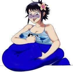 big_belly big_breasts blueberry cosmo-naut fat fat_fetish gorillaz noodle_(gorillaz) tongue_out weird