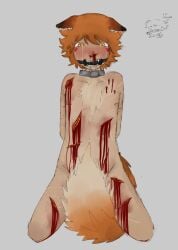 blood boyfriend_to_death crying cuts dacryphilia fox gagged hands_behind_head open_wound ren_hana shock_collar tied_up