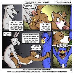 anal anal_sex avian bird canine closed_eyes comic deepthroat erection falco_lombardi falcon fellatio forced forced_partners forced_yaoi fox fox_mccloud furaffinity_username furry furry_only group group_sex hi_res inkbunny_username james_howard lagomorph male mammal nintendo no_humans open_mouth oral otterjunk page_19 penetration penis rabbit rape reverse_forced_oral sex spanking spitroast star_fox vein video_games yaoi