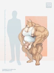 2017 abs anthro balls big_balls big_penis bottomless canine chihuahua clothed clothing comparing comparison hyper hyper_muscles mainlion male male_only mammal musclegut muscular muscular_male pecs penis roidgut shirt short simple_background size_difference smaller_male tank_top thick_thighs vein veiny_muscles veiny_penis